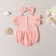 0-18M Baby Girls Letter Embroidered Flying Sleeves Bodysuit And Headband  Baby Clothes  