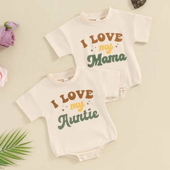 0-18M Baby Letter Printed Shorts Sleeve Bodysuit  Baby Clothing  