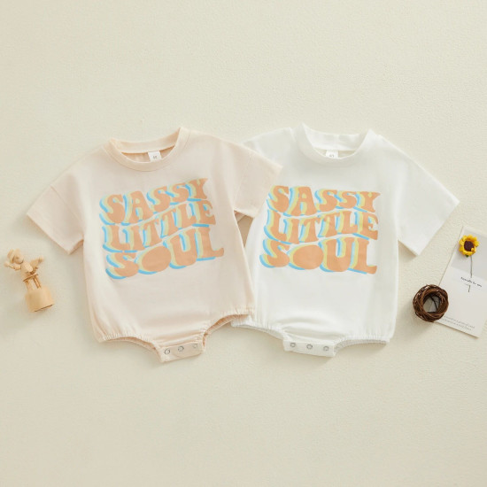 0-18M Baby Letter Short Sleeve Bodysuit  Baby Clothing  