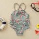 6M-3Y Baby Girl Rainbow & Leopard Print Suspender One Piece Swimsuit  Baby Clothes Suppliers  