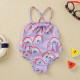 6M-3Y Baby Girl Rainbow & Leopard Print Suspender One Piece Swimsuit  Baby Clothes Suppliers  