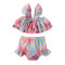 9M-4Y Toddler Girls Fish Scale Print Beach Ruffled Swimsuit Set Of 2  Girls Clothes  