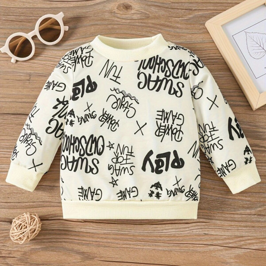 6M-3Y Baby Round Neck Pullover Letter Print Sweatshirts  Baby Clothing  