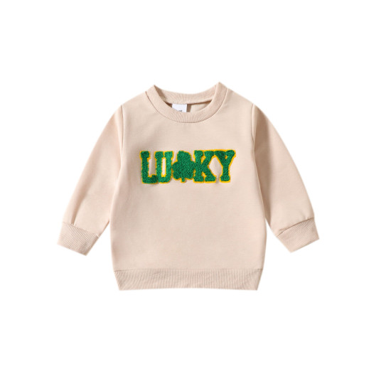 3M-3Y Baby St. Patrick's Day Towel Embroidery Letter Sweatshirts  Baby Clothes  