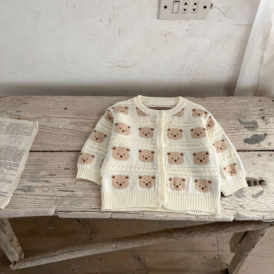 3-24M Baby Embroidered Bear Sweater Cardigan  Baby Clothes  