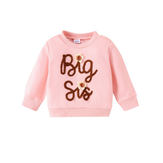 9M-4Y Toddler Girls Big Sis Pullover Floral Letter Sweatshirts  Girls Clothes  