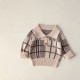 3-24M Baby Girls Knitted Sweater Plaid Lapel Pullover  Baby Clothes  