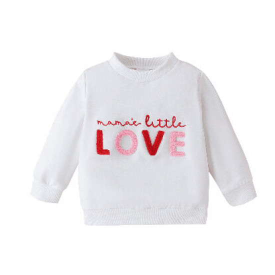 9M-4Y Toddler Girls Valentine's Day LOVE Embroidery Pullover Sweatshirt  Girls Clothes  