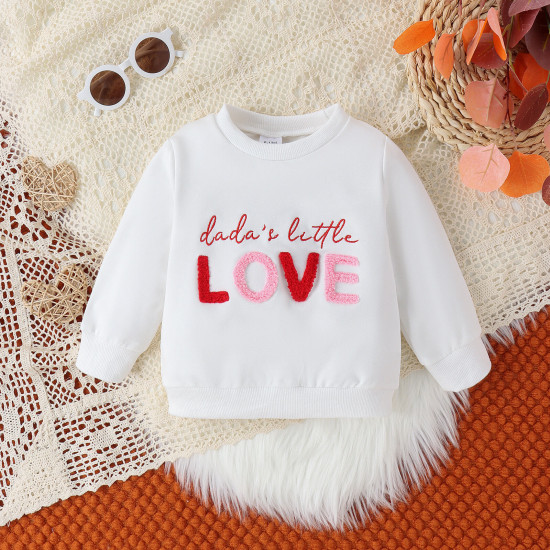 9M-4Y Toddler Girls Valentine's Day LOVE Embroidery Pullover Sweatshirt  Girls Clothes  