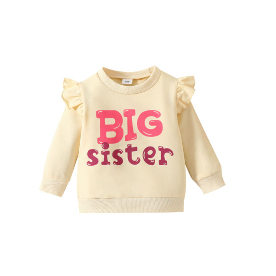 6M-3Y Baby Big Sister Letter Flying Sleeve Tops Baby  Clothing  