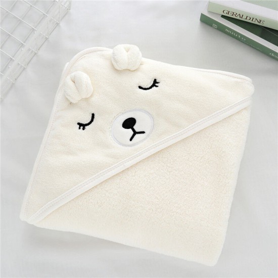 Newborn Baby Cartoon Animal Swaddling Bath Towel With Hat  