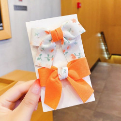 2-Pack Cloth Floral Bow Hair Clip For Toddler Girls  