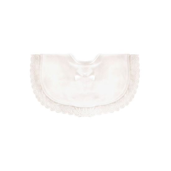 Baby Girl Bow Eyelet Hem Bib  