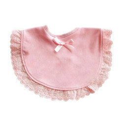 Baby Girl Bow Eyelet Hem Bib  