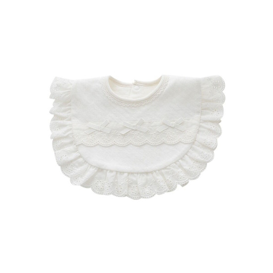 Baby Girl Ruffle Decor Lace Plain Bib  