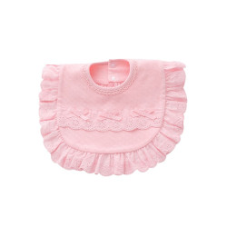 Baby Girl Ruffle Decor Lace Plain Bib  