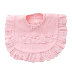 Baby Girl Ruffle Decor Lace Plain Bib  