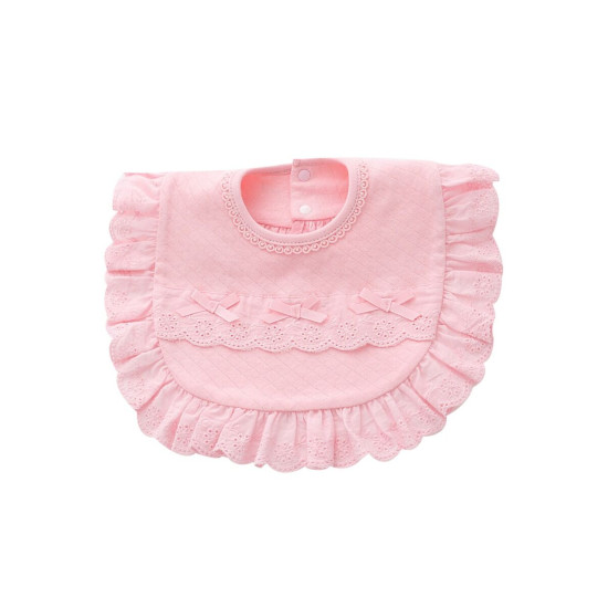 Baby Girl Ruffle Decor Lace Plain Bib  