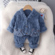 9M-3Y Loungewear Plush Solid Color Cotton Bear Cardigan Coat And Pants Pajama Set Two Pieces Baby  Clothing  