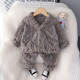 9M-3Y Loungewear Plush Solid Color Cotton Bear Cardigan Coat And Pants Pajama Set Two Pieces Baby  Clothing  