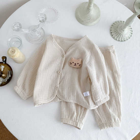 6-24M Baby Intimates & Pajamas Sets Cartoon Rabbit-Shaped Single-Breasted Long-Sleeve Top And Pants  Baby Boutique Clothing  