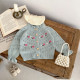 3-24M Baby Bell Cuffs Hollow Embroidered Knitted Cardigan Sweater  Baby Clothes  