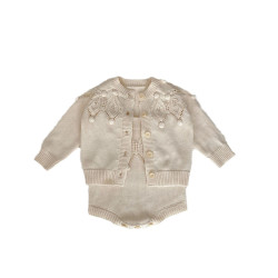 3-24M Baby Leaf Hollow Ball Knitted Sweater Or Bodysuit  Baby Clothing  