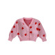 3-24M Baby Pink Heart-Shaped V-Neck Knitted Cardigan Sweater  Baby Boutique Clothing  