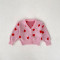 3-24M Baby Pink Heart-Shaped V-Neck Knitted Cardigan Sweater  Baby Boutique Clothing  