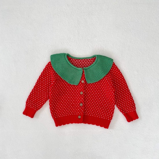 0-18M Baby Strawberry Long Sleeve Knitted Jacket Sweater Cardigan  Baby Boutique Clothing  