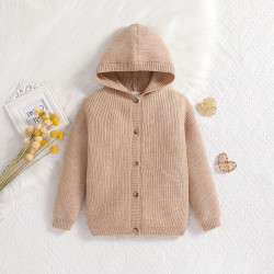 3-24M Baby Long Sleeve Knitted Hooded Cardigan Sweater  Baby Clothing  