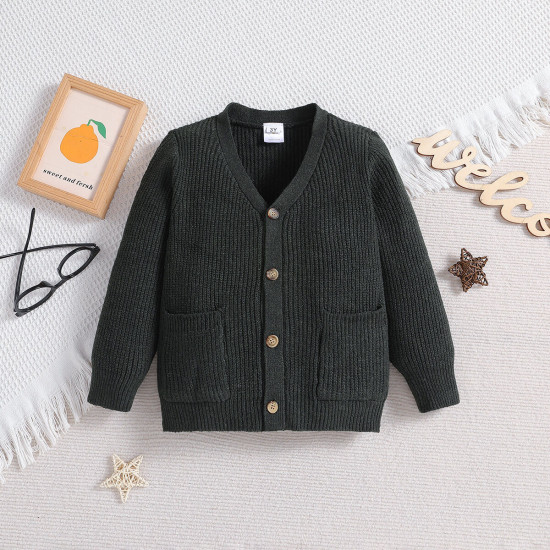 3-24M Baby V-Neck Long Sleeve Sweater Cardigan  Baby Clothing  