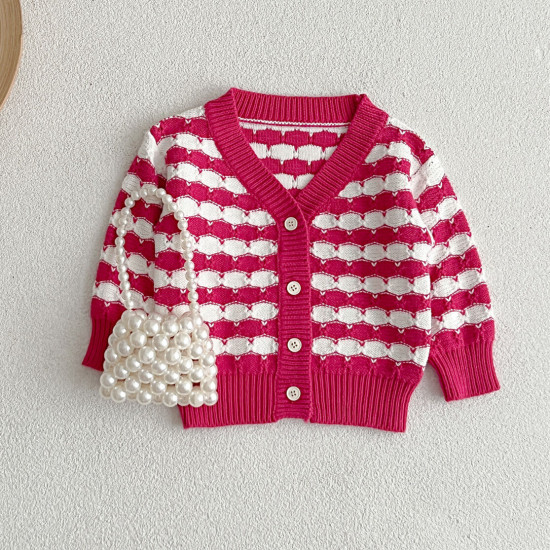 3-24M Baby Striped V-Neck Knitted Cardigan Sweater  Baby Clothes  