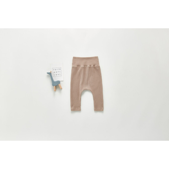 0-12M Baby Solid Color Ribbed High Waist Trousers  Baby Boutique Clothing  