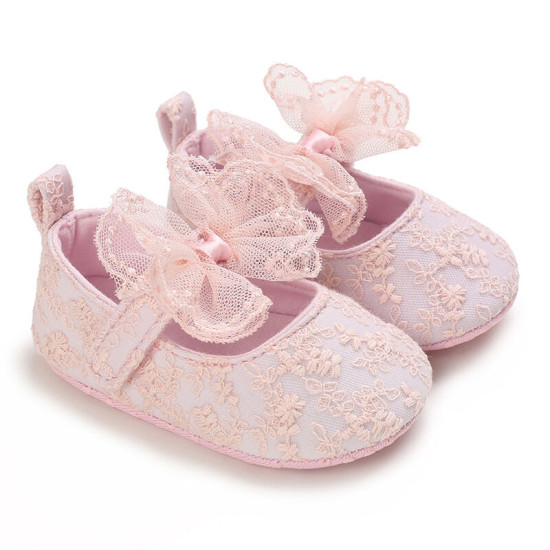 3-18M Baby Girl Floral Embroidered Mesh Bow Soft-Soled Shoes  Baby Clothes Suppliers  