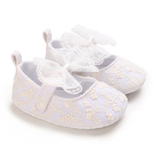 3-18M Baby Girl Floral Embroidered Mesh Bow Soft-Soled Shoes  Baby Clothes Suppliers  