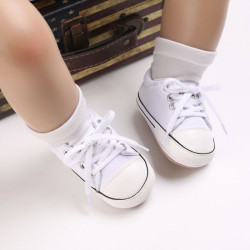 3-18M Baby Girl & Boy Lace-Up Canvas Soft-Soled Walking Shoes  Baby Clothing  