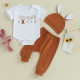 3M-3Y Baby Boys 3pcs Easter Letter Print Bodysuit Pants Hats  Baby Clothing  