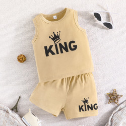 3-24M Baby Boy Letter Print Short Sleeve Shorts Sets  Baby Clothing  