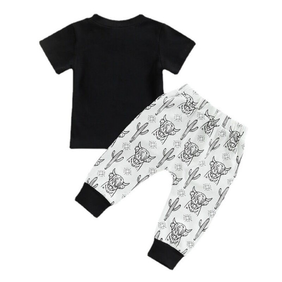 6M-3Y Baby Boys Sets Bull Head Print T-Shirts And Pants  Baby Clothing  