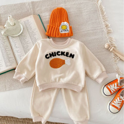 6M-3Y Baby Boys Sets CHICKEN Print Sweatshirts And Pants  Baby Clothing  