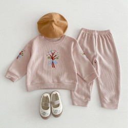 6M-3Y Baby Embroidered Waffle Casual Two-Piece Set  Baby Clothing  