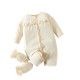 0-9M Baby Girls Solid Color Home Long Sleeve Jumpsuit  Baby Clothes  