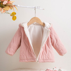 6M-3Y Baby Girls Pink Hooded Zipper Jackets  Baby Clothing  