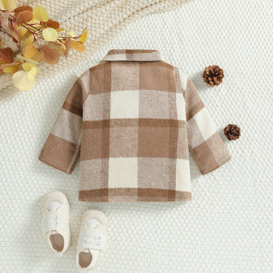 6M-3Y Baby Boys Plaid Lapel Shirts Jackets  Baby Clothes  