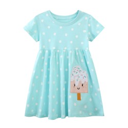 18M-7Y Toddler Girls Ice Cream Polka Dots Print Shorts Sleeve Dresses  Girls Clothing  