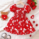 18M-6Y Toddler Girls Valentine's Day Puff Sleeve Love Print Dresses  Girls Clothes  