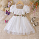 18M-6Y Toddler Girls Puff Sleeve Patchwork Mesh Dresses  Girls Clothes  