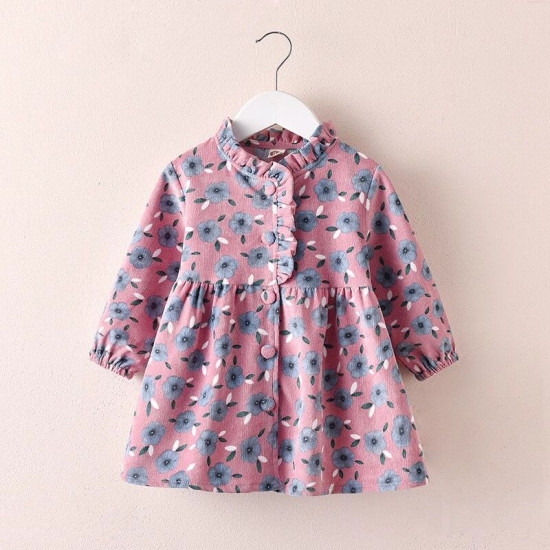 18M-7Y Toddler Girls Corduroy Floral Mid-Length Windbreaker Jackets  Girls Clothes  