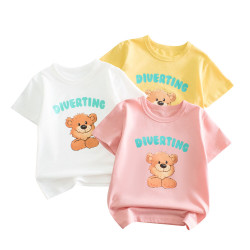 18M-7Y Toddler Girls Cartoon Bear Crew Neck T-Shirts  Girls Clothes  